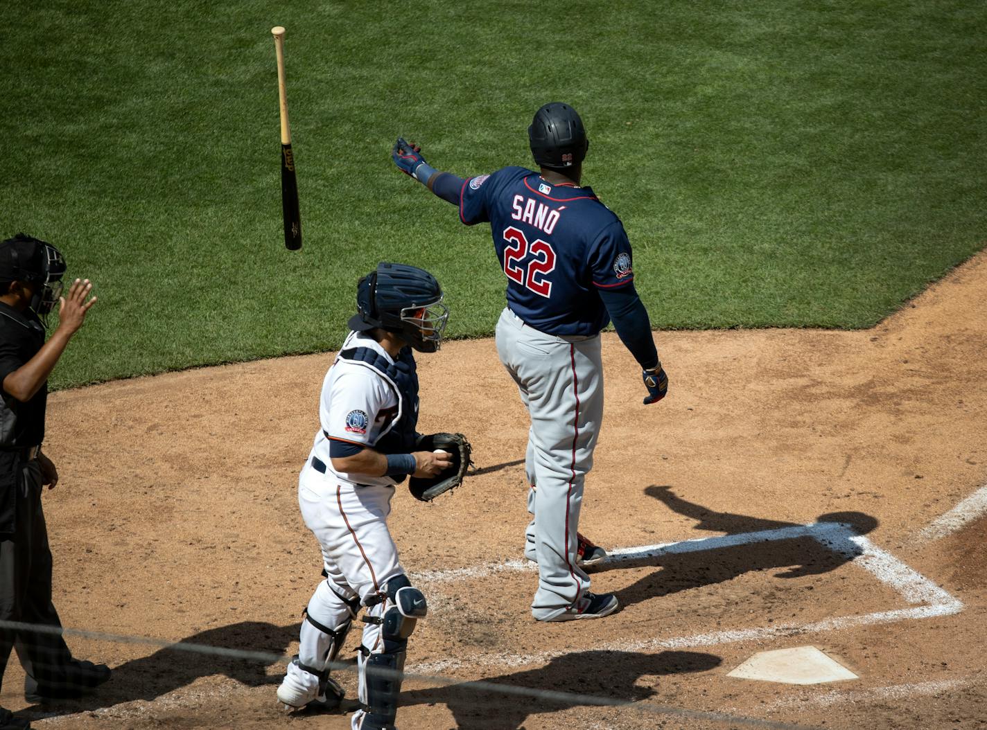 Miguel Sano struck out during an intrasquad game at Target Field on July 20.