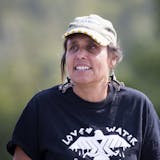 Winona Laduke attended the harvest on both Thursday and Friday.