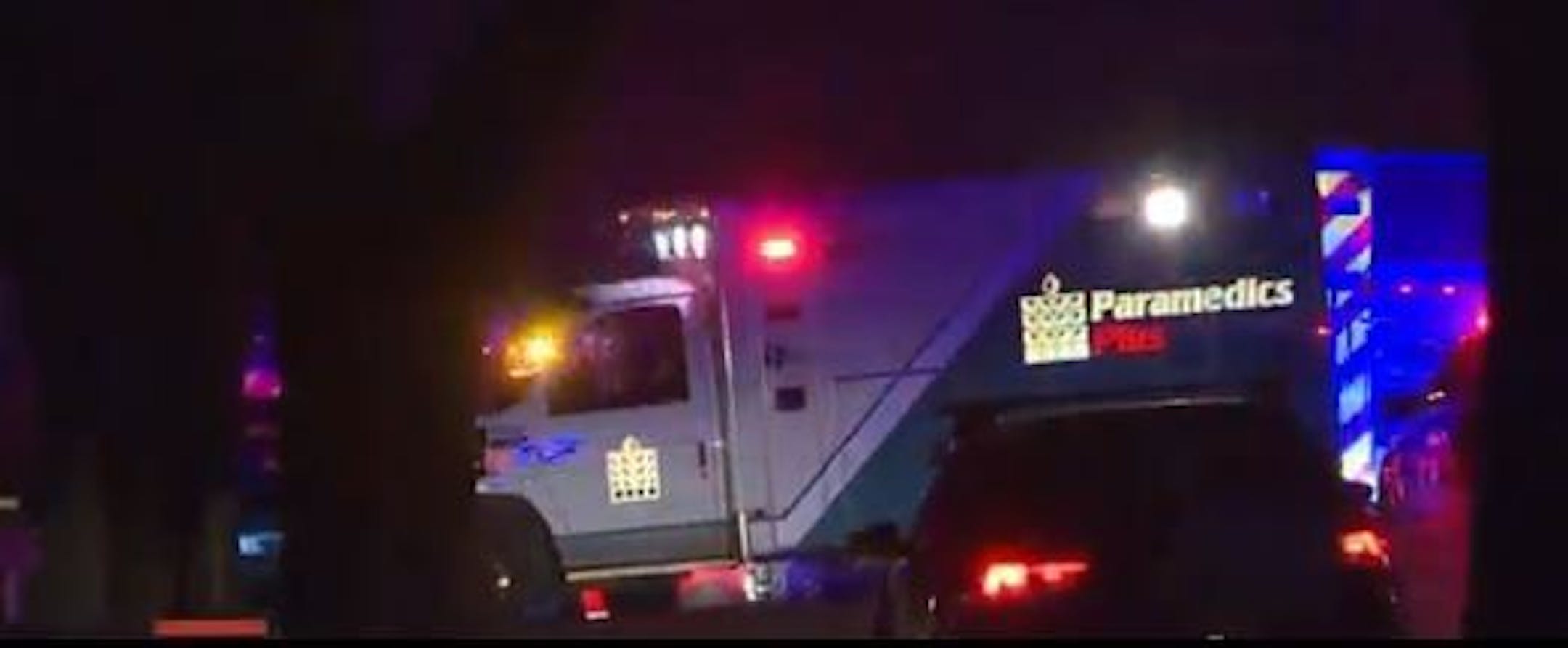 An ambulance seen at the scene of the crash in South Dakota.