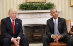 President Barack Obama meets with President-elect Donald Trump in the Oval Office of the White House in Washington, Thursday, Nov. 10, 2016. (AP Photo