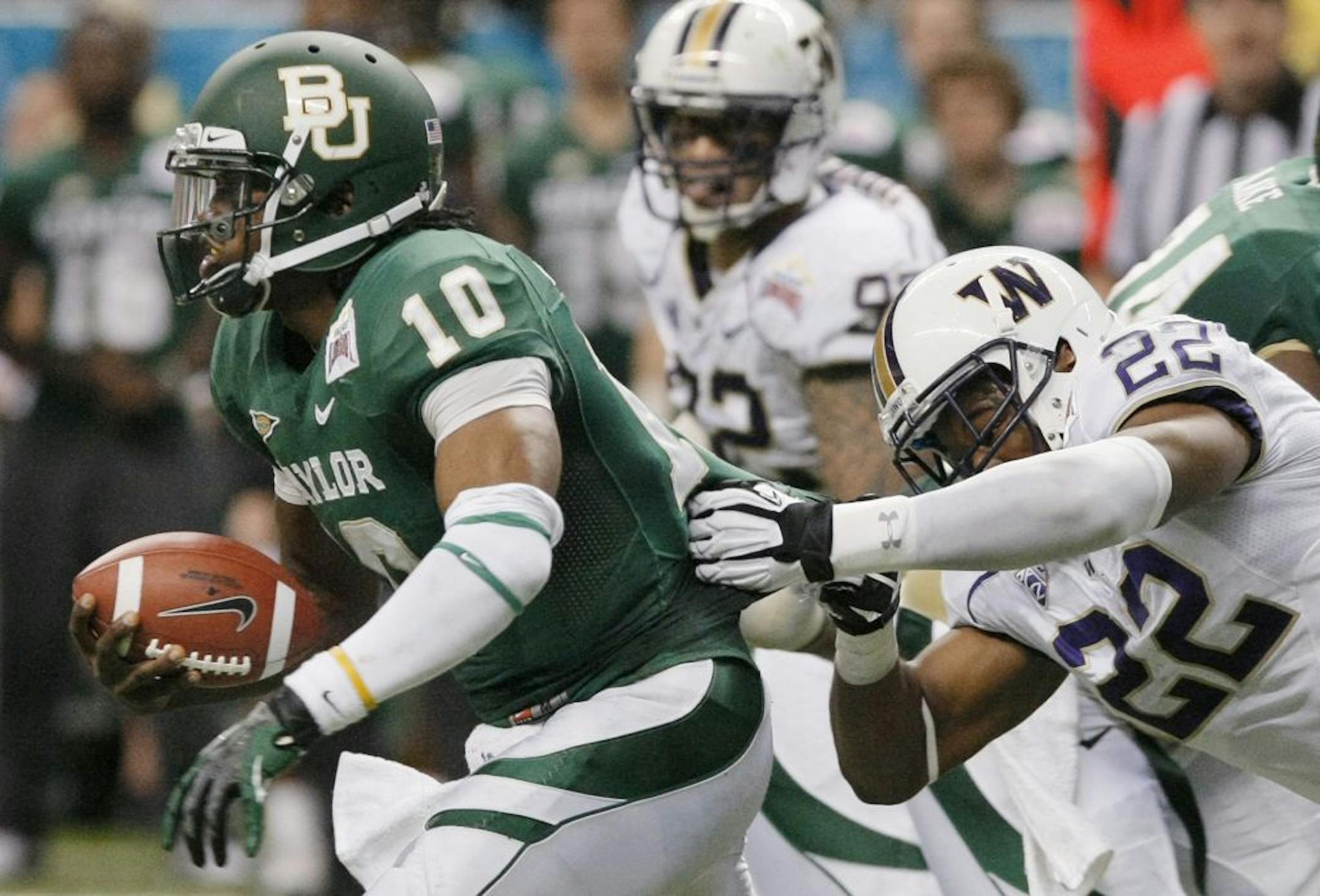 Baylor quarterback and Heisman Trophy winner Robert Griffin III (10) figures to have an influence on how the Vikings draft, even though the team says they're comfortable with starter Christian Ponder.