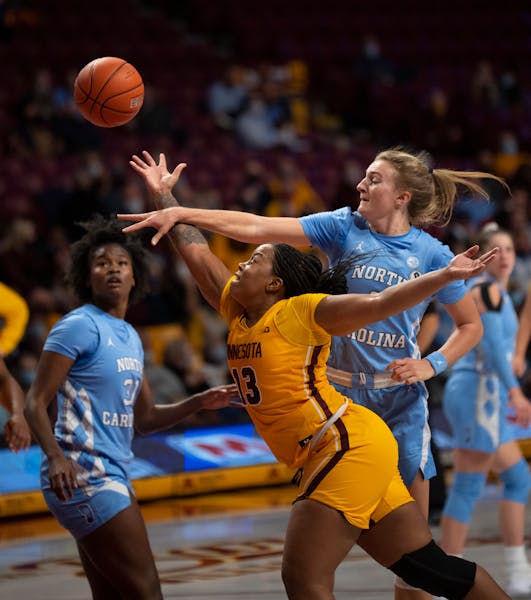 Guard Gadiva Hubbard (13) is moving up in the Gophers’ career record book for made three-pointers.