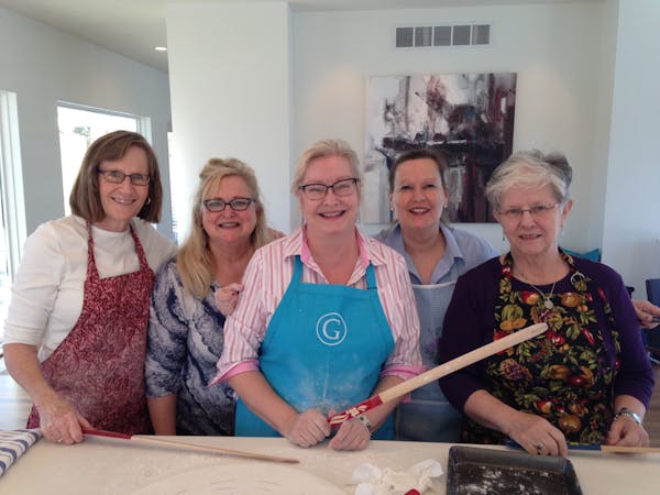 Women baking lefse