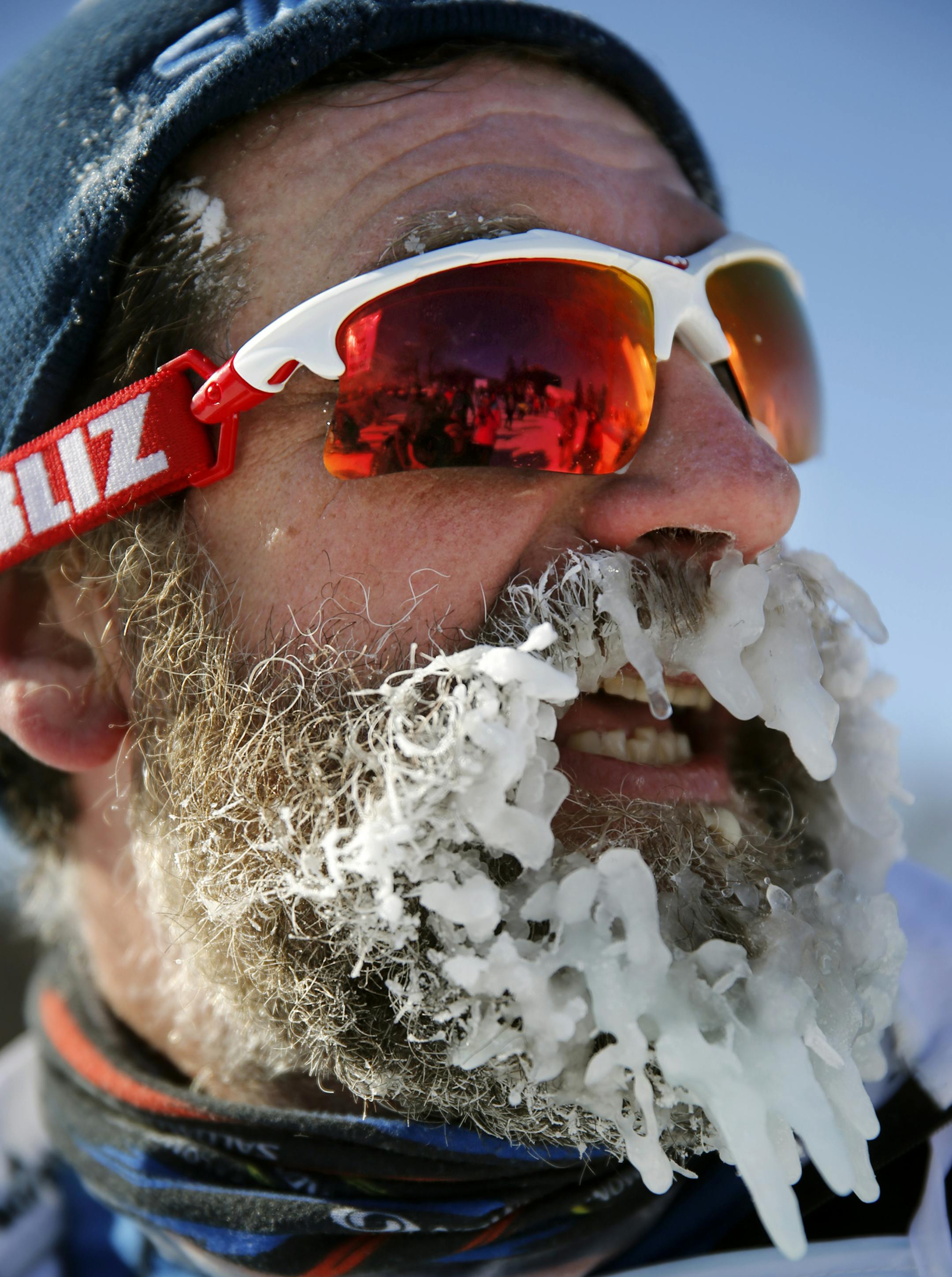At the City of Lakes Loppet Festival, Allen Hanson of Greenwood, MN, finished the 42K freestyle with an ice sculpture on his beard . ]r.tsong-taatarii@startribune.com