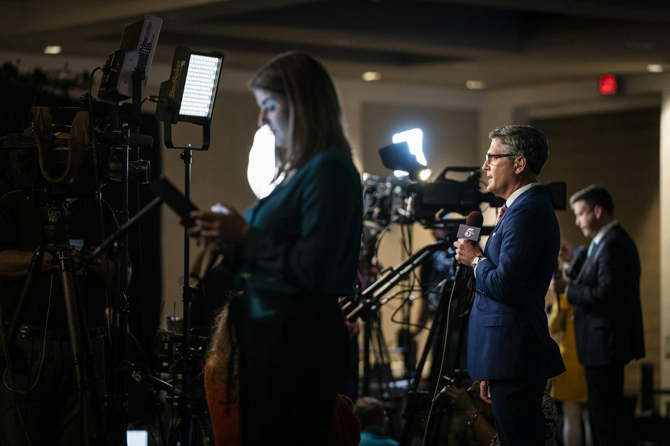 The media reported during the DFL Election Night Watch Party.