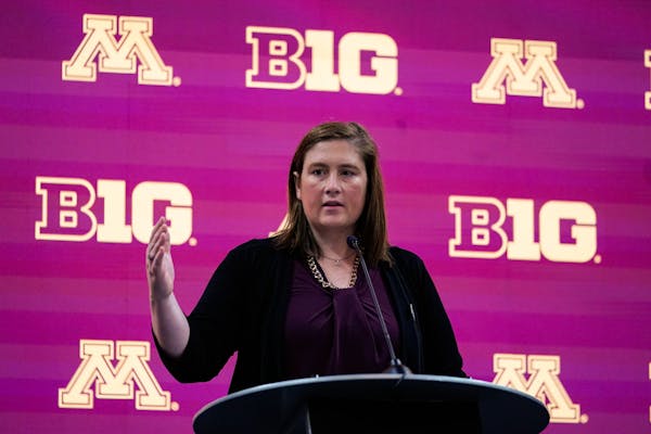 Minnesota women’s head coach Lindsay Whalen spoke during the Big Ten media days in Indianapolis on Friday.