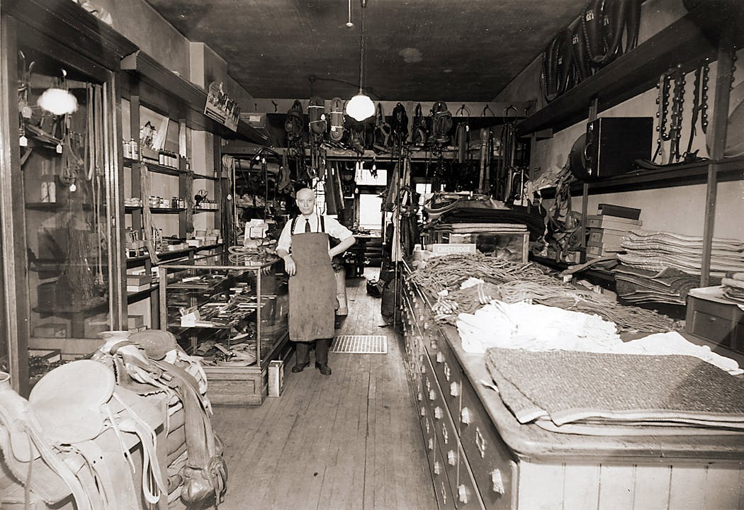 Emil Schatzlein opened the Schatzlein Saddle Shop on Lake Street in 1907. He’s shown in the store circa 1938.