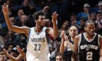 Andrew Wiggins (22) reacted after being called for a foul in the third quarter.