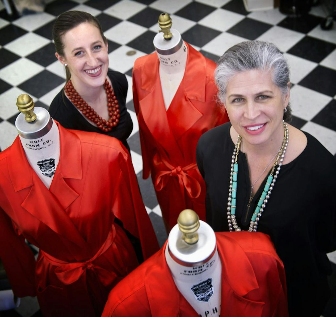 Monica Nassif, right, founder and CEO of Sophia Graydon, and Ida Matthys, director of the atelier, stood with coral Italian silk robes, part of the spring collection.