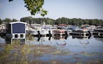 The docks were full of boats in White Bear Lake, Minn., on August 10, 2018. Water levels at White Bear Lake are at a five year high, since turning int