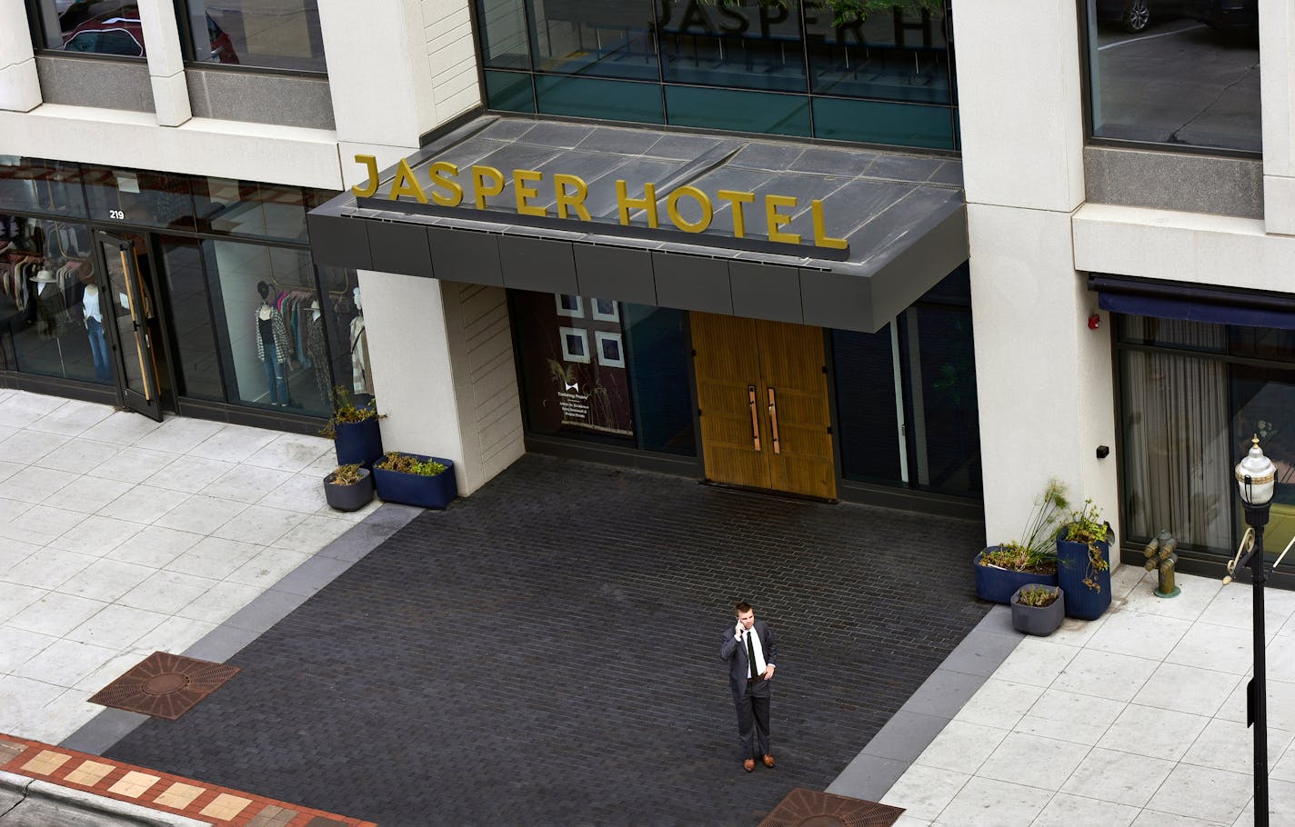 The Jasper Hotel in Fargo, N.D., Oct. 15, 2022. Visitors to the North Dakota town expecting a scene right out of the movie might be surprised by the James Beard-nominated chefs, Pride flags, hipster boutiques and craft breweries. (Dan Koeck/The New York Times)