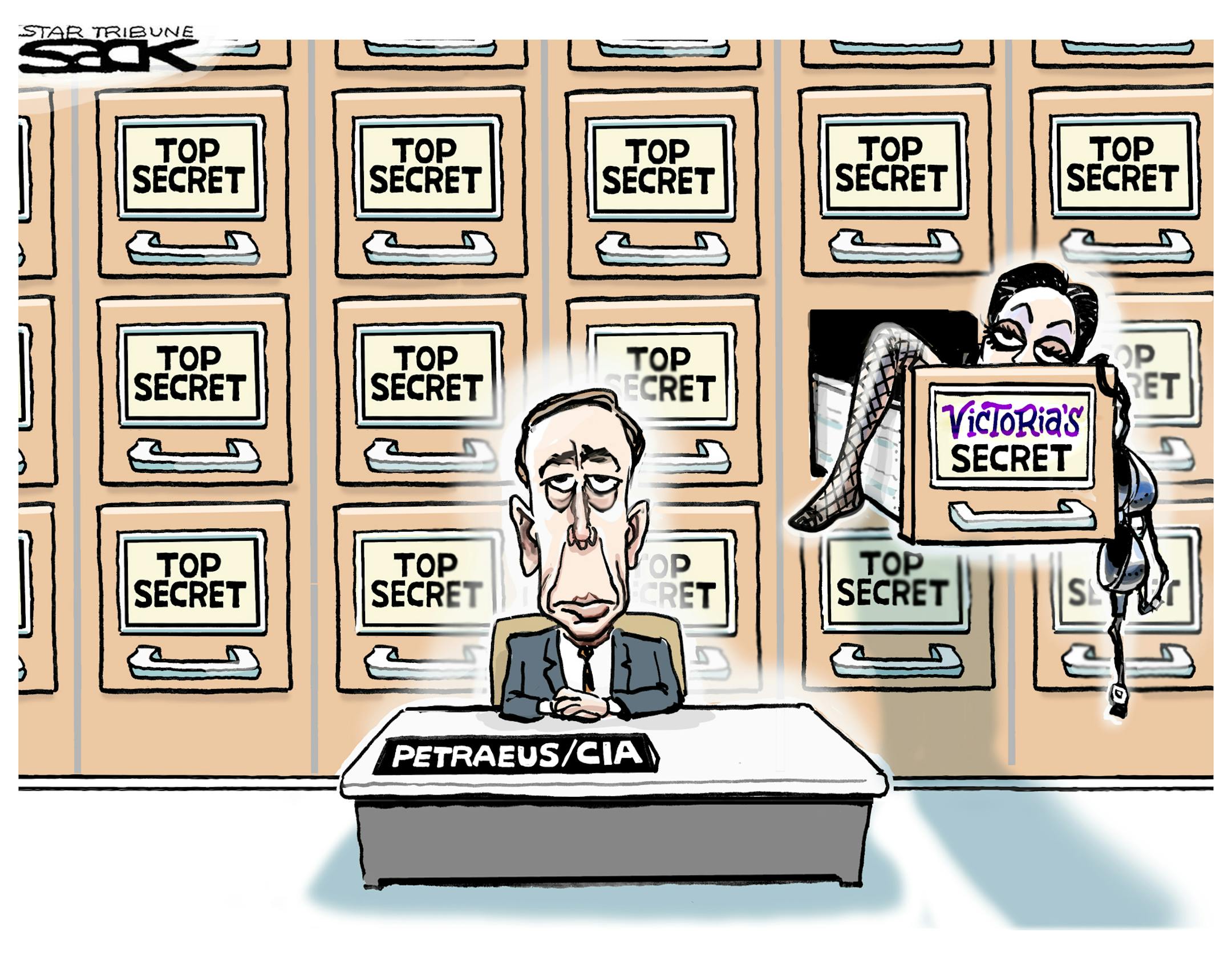 Steve Sack editorial cartoon for Nov. 14, 2012. Topic: Gen. Petraeus sex scandal.