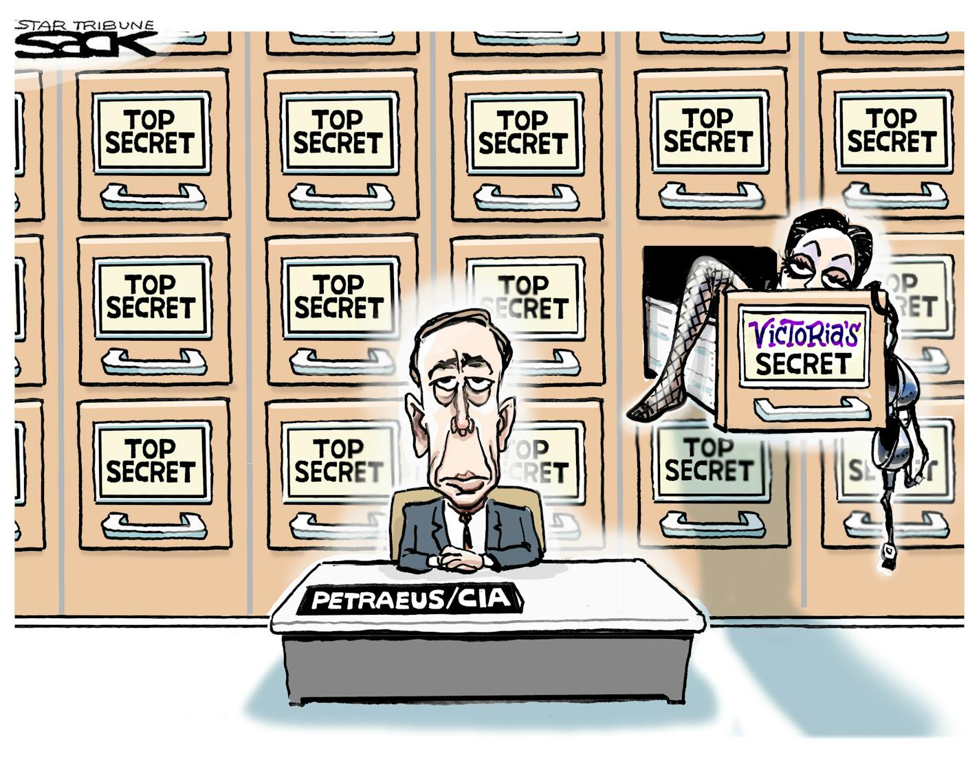 Steve Sack editorial cartoon for Nov. 14, 2012. Topic: Gen. Petraeus sex scandal.