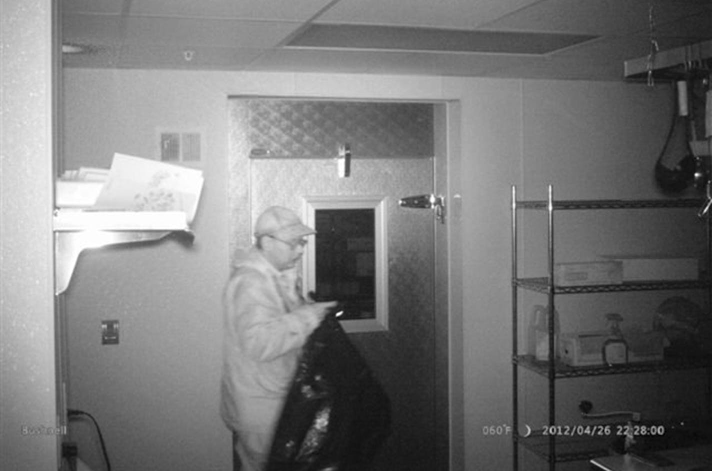 A 2012 surveillance photo of Christopher Knight, who was at first referred to as the "backpack burglar." New York Times