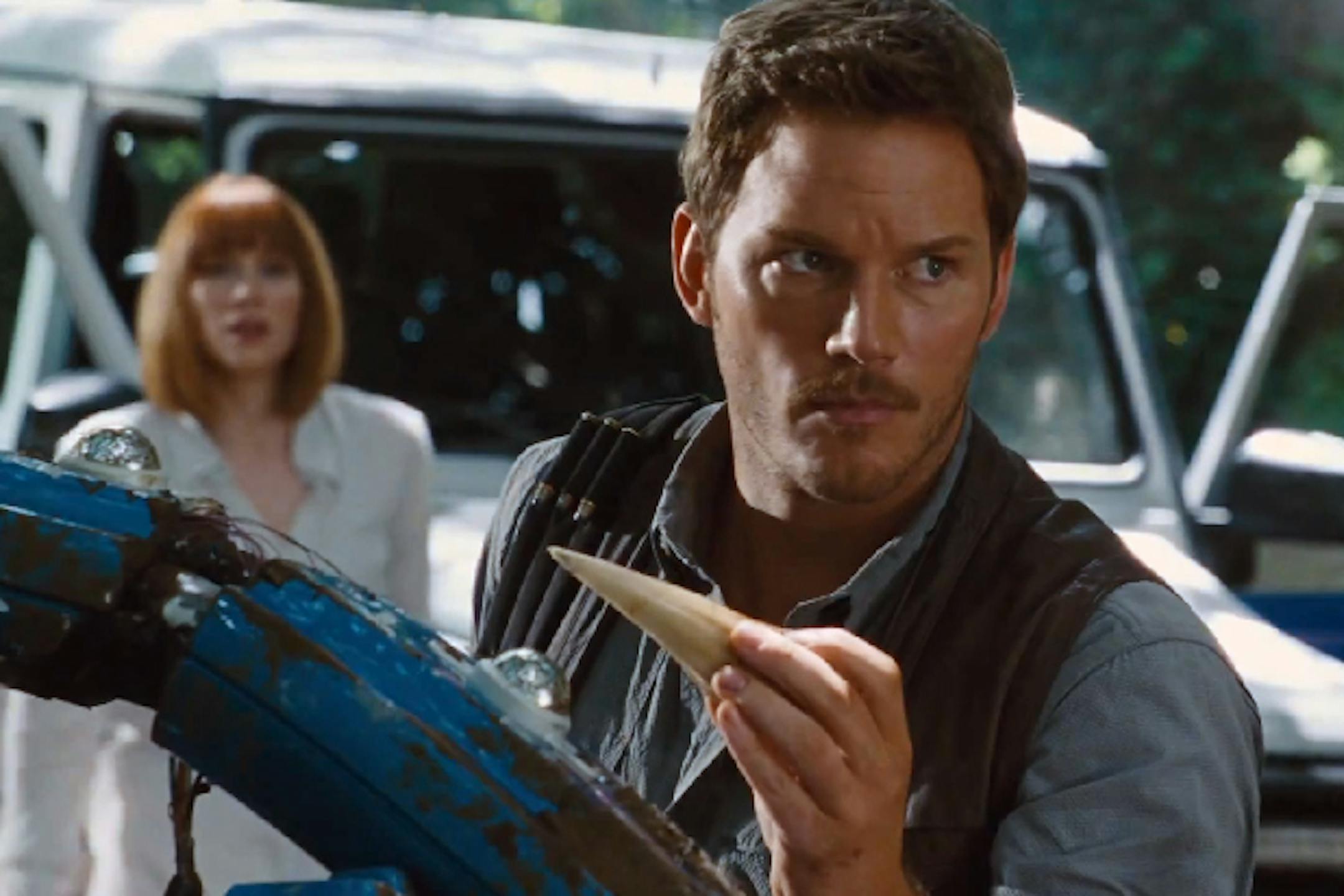Chris Pratt, with Bryce Dallas Howard, stars in "Jurassic World."