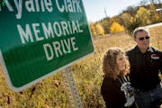 Tracy and Rick Clark have worked to install a memorial to their son, Ryane, near their home in New London, Minn. Ryane was killed while serving in the