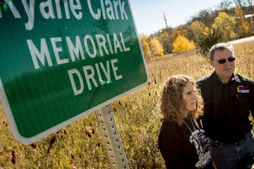 Tracy and Rick Clark have worked to install a memorial to their son, Ryane, near their home in New London, Minn. Ryane was killed while serving in the