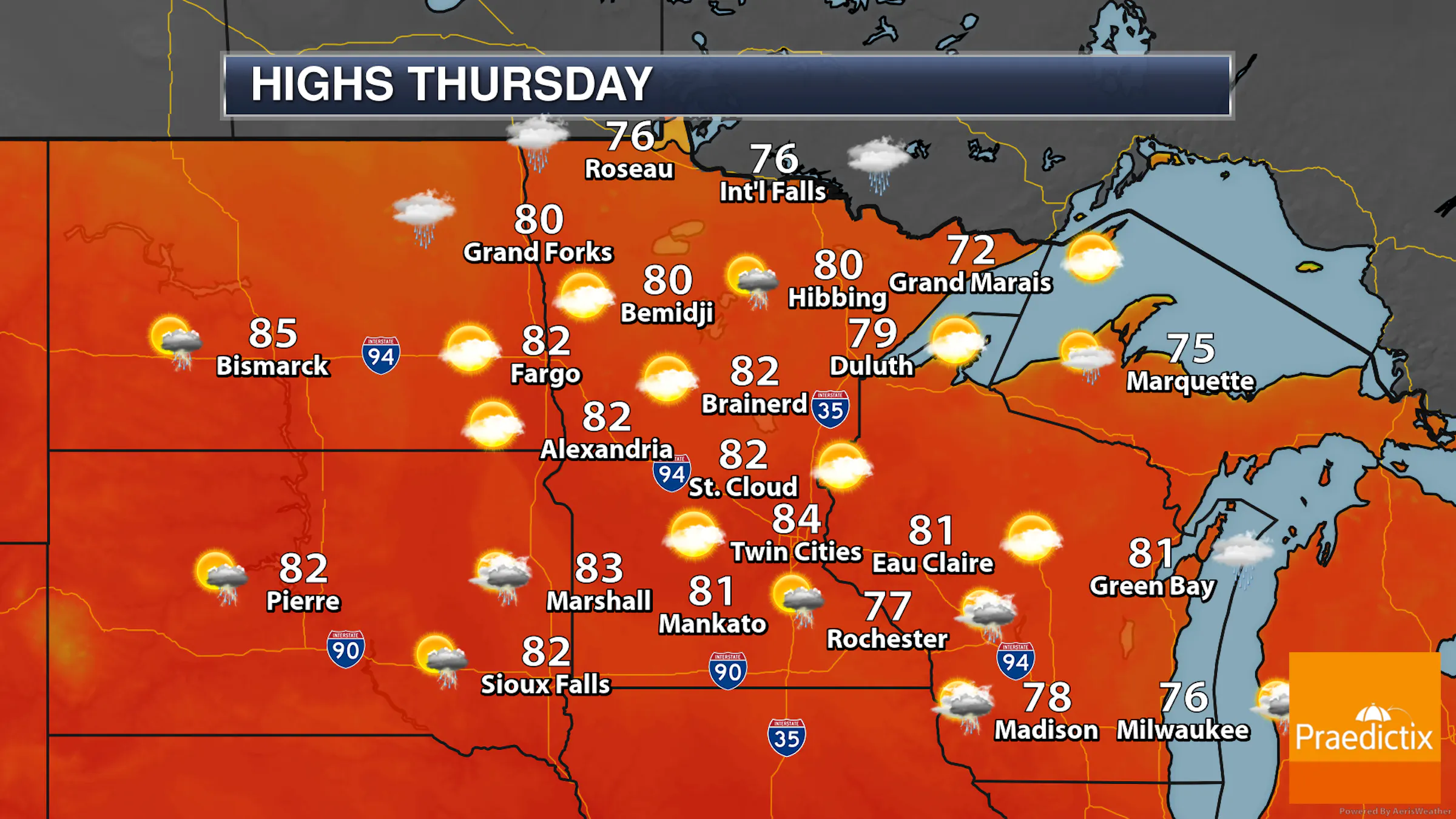 A Few Scattered Showers Thursday - Severe Storms Possible Sunday