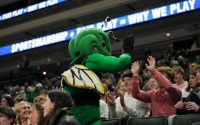 The Edina hornet mascot joined the Xcel Energy Center crowd Friday, when Edina advanced to the title game of the girls hockey state tournament.