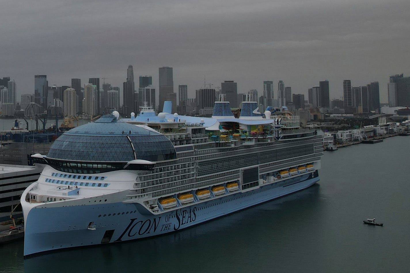 The Icon of the Seas, the world's largest cruise ship, was docked after arriving to its home port in Miami, Jan. 10, 2024.