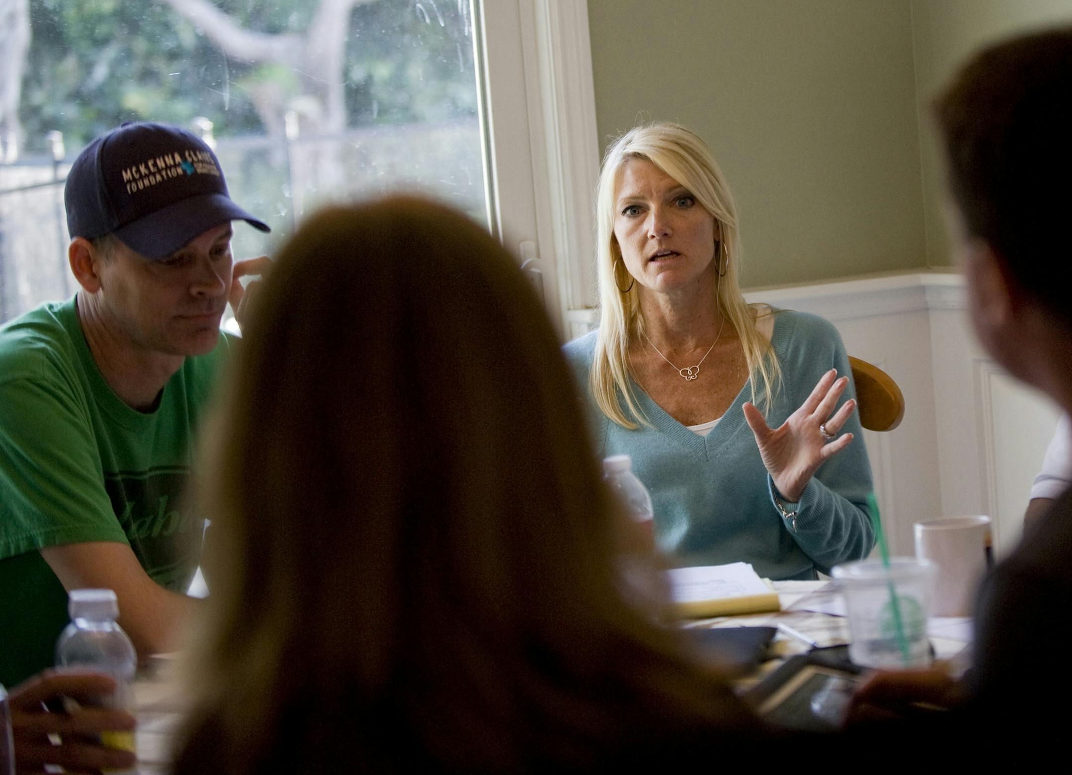Dawn Sparks, a member of the McKenna Claire Foundation makes a point during a recent meeting of the McKenna Claire Foundation in Huntington Beach, California. (Ana Venegas/Orange County Register/MCT) ORG XMIT: 1137734