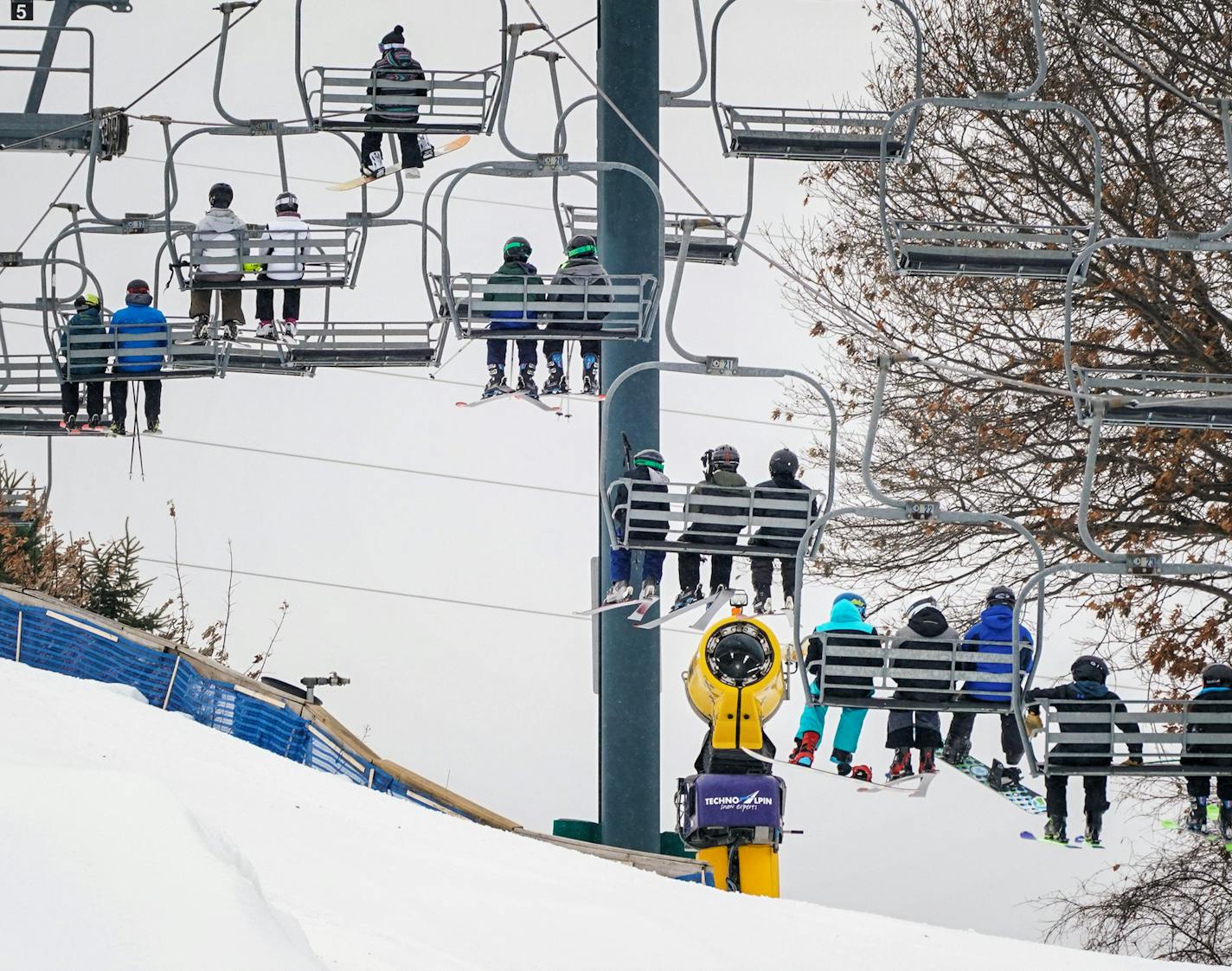 Skiers flocked to Buck Hill in Burnsville last Friday, which had ideal snow-making temperatures.