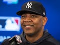 New York Yankees designated hitter Edwin Encarnacion (30) spoke with the media. ] LEILA NAVIDI &#x2022; leila.navidi@startribune.com BACKGROUND INFORM
