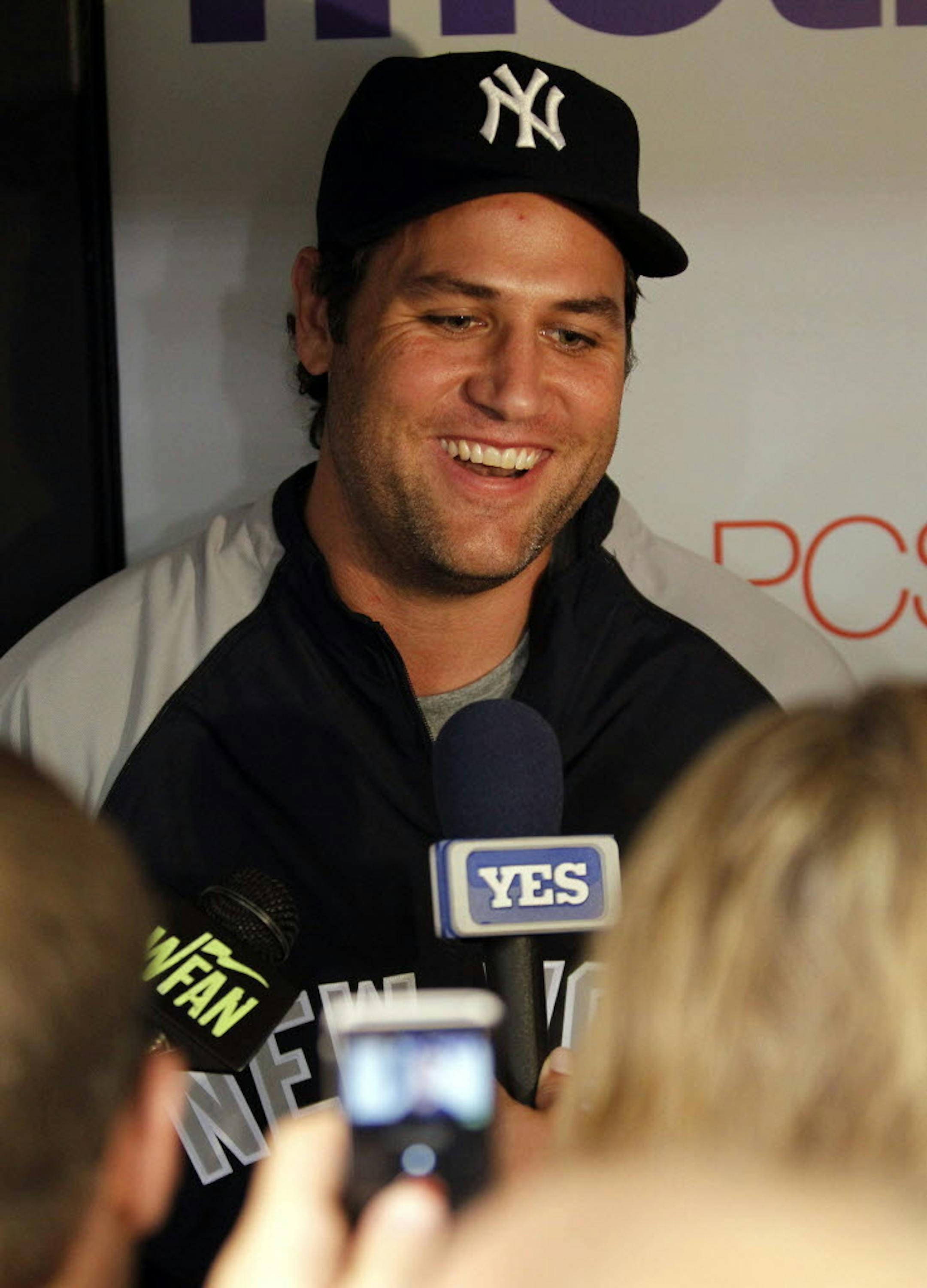Newly-acquired New York Yankees' Lance Berkman met with the media before playing against the Tampa Bay Rays on Saturday.