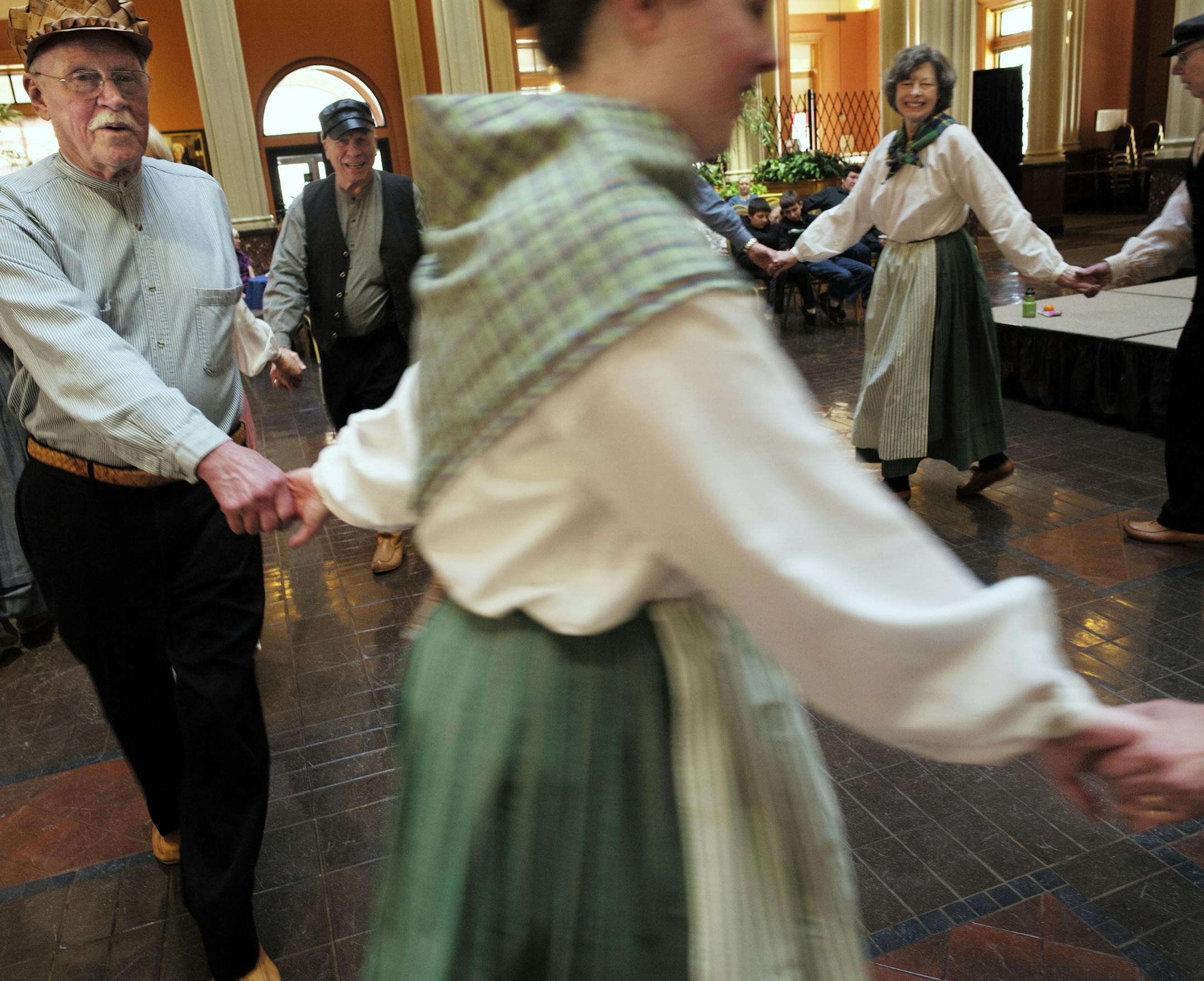 Meghan Wellmann and other members of the Kisarit Finnish Folkdancers.