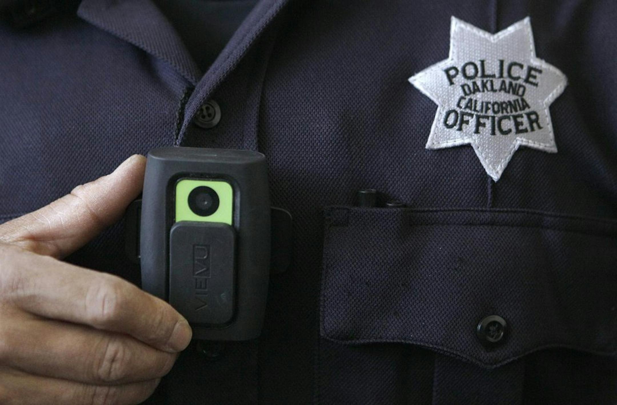 Lapel camera worn in 2011 by some police officers in Oakland, Calif.