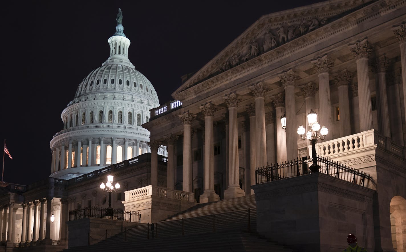 The Senate is seen as the impeachment trial of President Donald Trump is set to resume at the Capitol in Washington, Friday, Jan. 31, 2020. (AP Photo/J. Scott Applewhite)