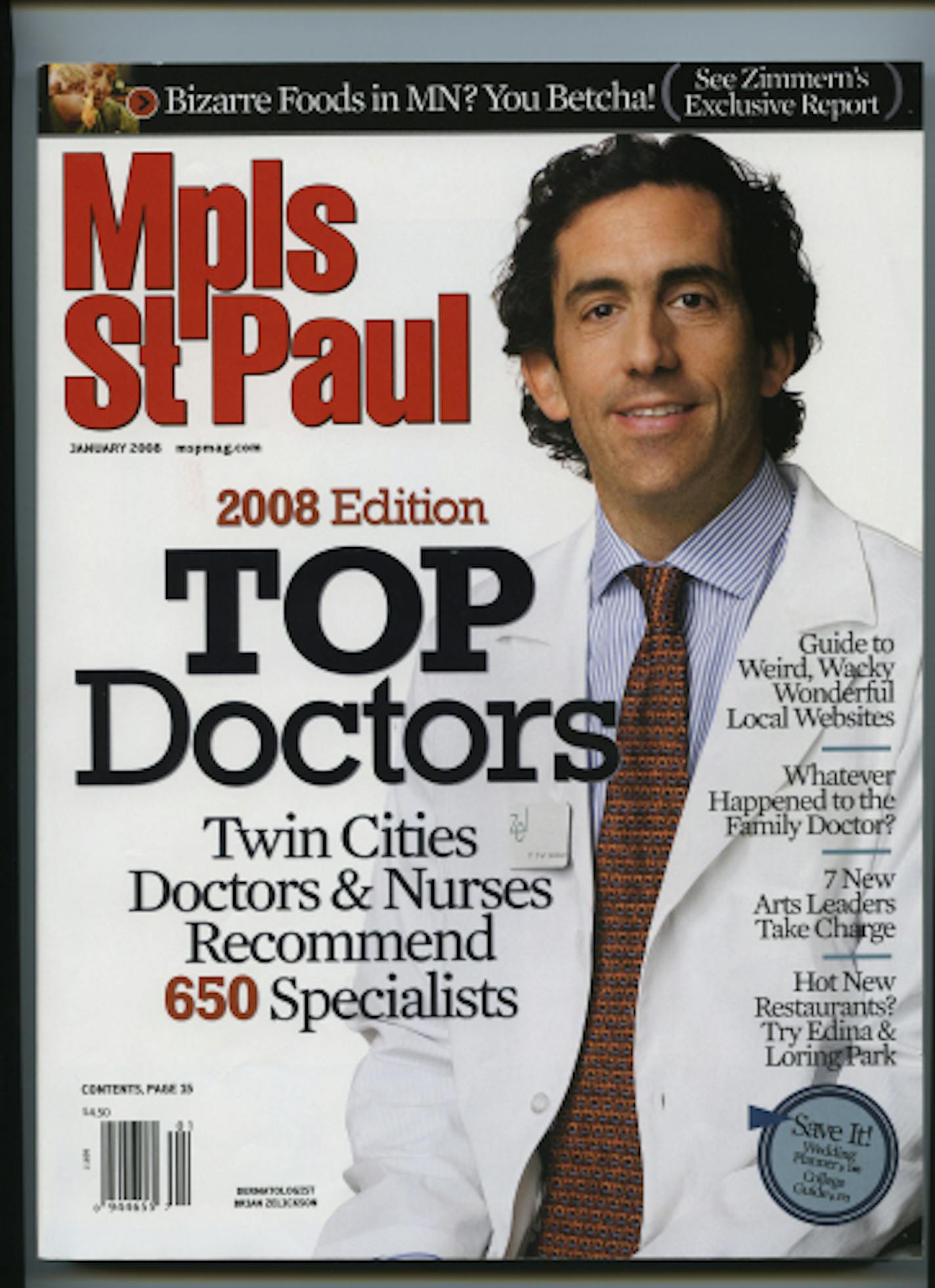 Cover of Mpls.-St. Paul magazine, January 2008.