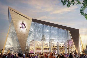 The new Vikings stadium, shown in an artist's rendering.