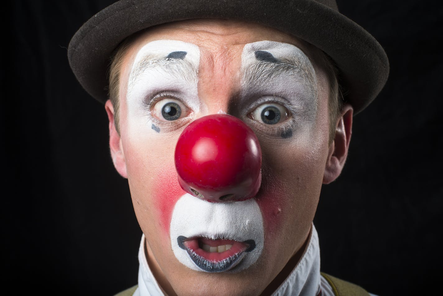 Neal Skoy, of Circle Pines, attended the Mooseburger Clown Arts Camp for the first time in 2005. The next year, he went off to join Ringling Brothers and Barnum and Bailey as a circus clown. ] Aaron Lavinsky &#x2022; aaron.lavinsky@startribune.com A visit to Mooseburger Clown Arts Camp in Buffalo, a 6-day intensive clown school designed to meet the needs of people who aspire to be clowns. Photographed Tuesday, July 29, 2015. ORG XMIT: MIN1507291357080060 ORG XMIT: MIN1507291625250126