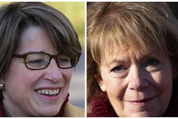 Minnesota U.S. Sens. Amy Klobuchar, left, and Tina Smith signed a letter protesting an executive order.