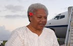 Samoa's Deputy Prime Minister Fiame Naomi Mata'afa arrives at Faleolo Airport in Apia, Samoa, on Sept. 8, 2017. (Lukas Coch/AAP Image)