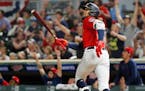Minnesota Twins' Byron Buxton watches his two-run home run against the Baltimore Orioles during the ninth inning of a baseball game Friday, July 1, 20