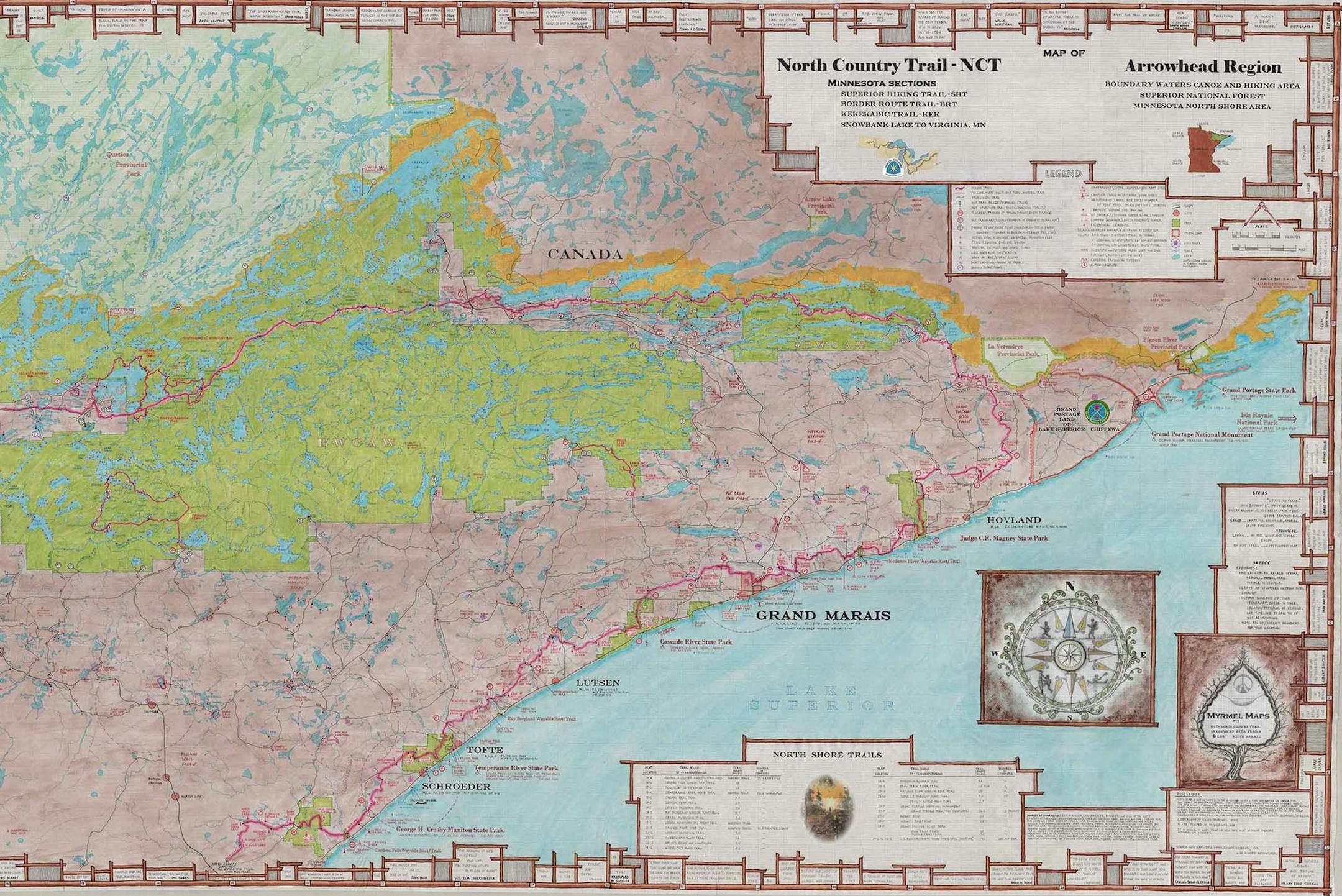 Keith Myrmel's latest creation is a map of the North Country Scenic National Trail (and related trails and regions) in Minnesota.