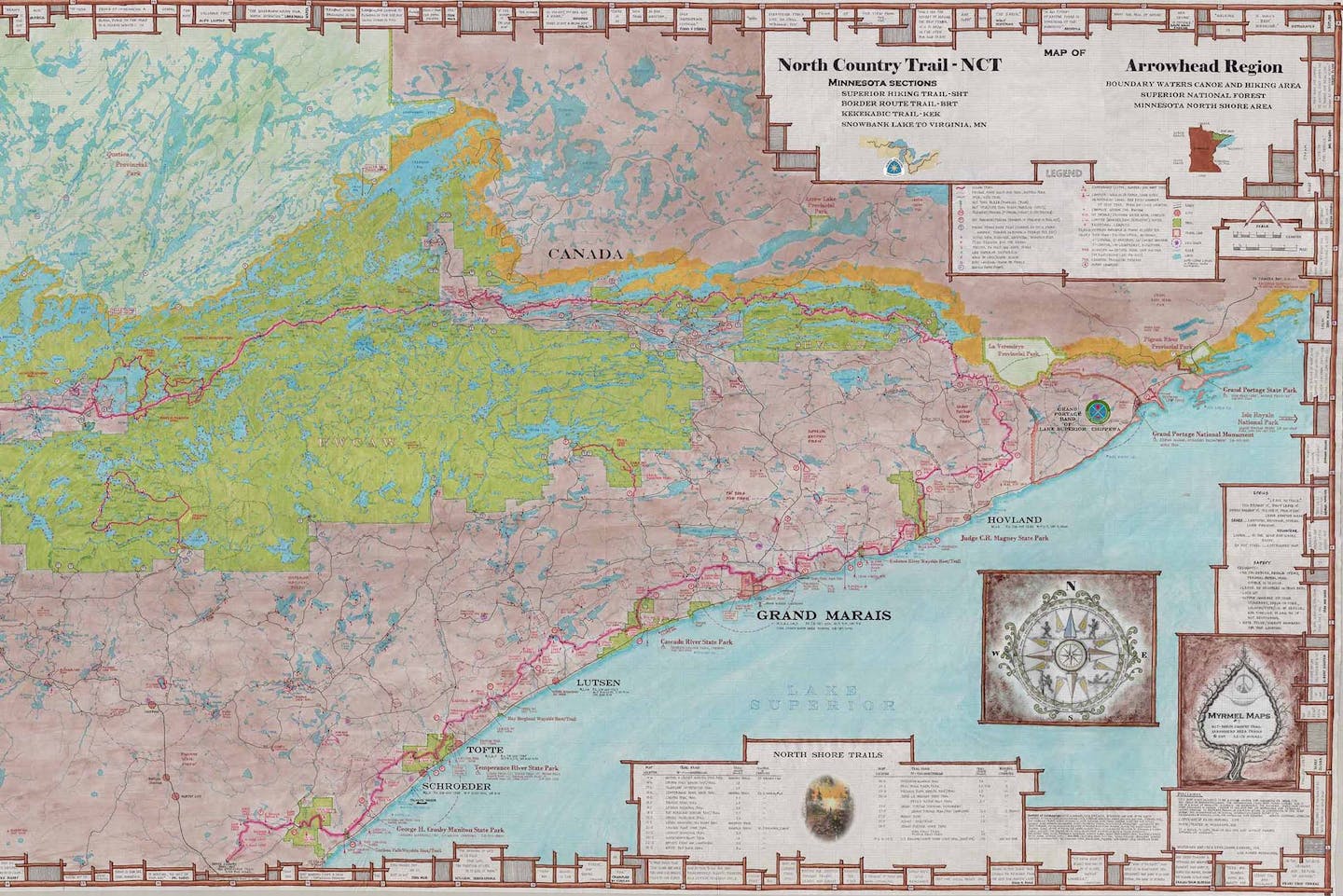 Keith Myrmel's latest creation is a map of the North Country Scenic National Trail (and related trails and regions) in Minnesota.