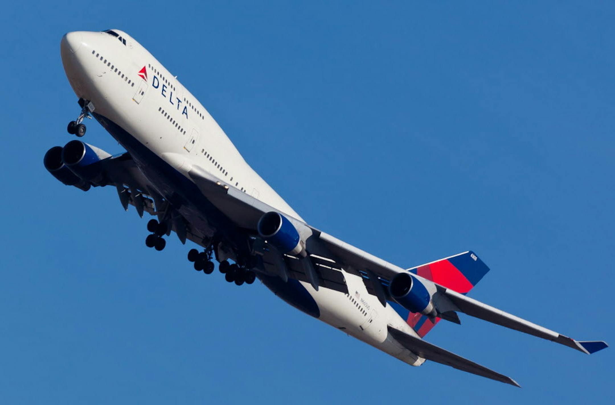 New York, USA - February 26, 2011: Boeing 747 Delta Air Lines takes off from John F. Kennedy International Airport in New York, NY on February 26, 2011. Delta is the oldest airline still operating in the United States.