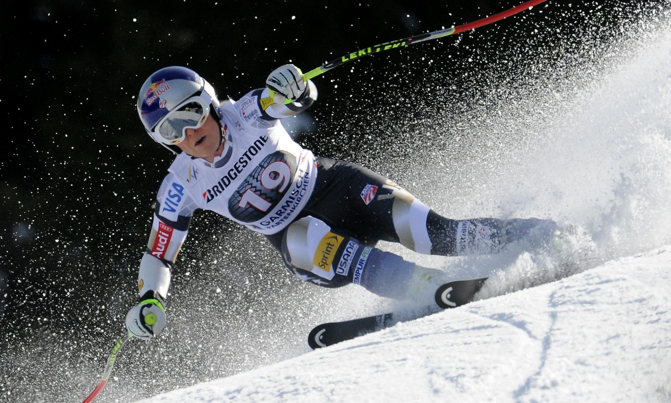 Burnsville native Lindsey Vonn sped down the course on her way to win a women's World Cup super-G event in Garmisch Partenkirchen, Germany, on Sunday.