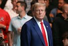 Former U.S. President Donald Trump attends UFC 302 at Prudential Center on June 1, 2024, in Newark, New Jersey.