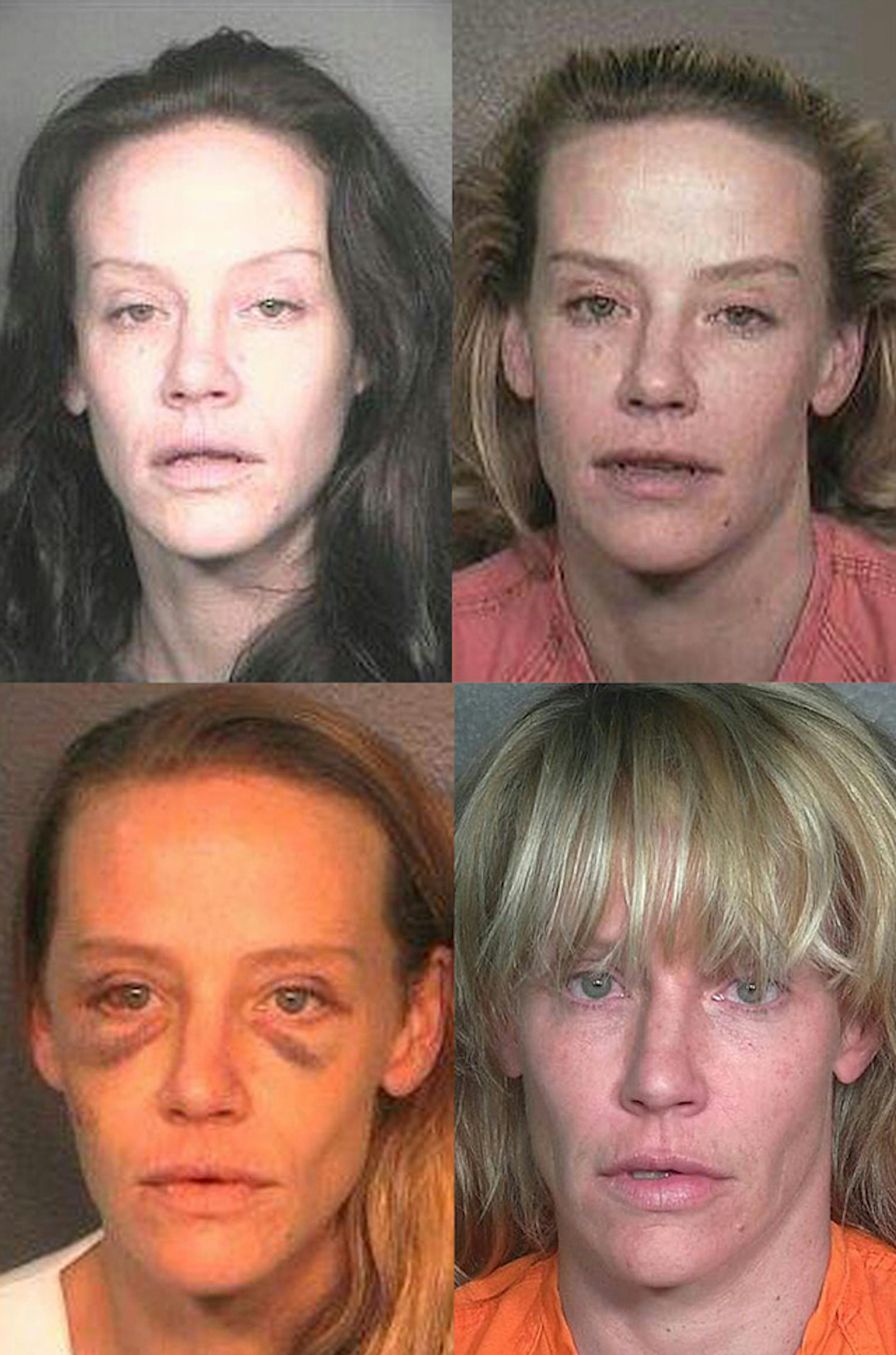 Amanda Peterson booking photos from 2000, top left; 2003, top right; 2005, bottom left; and 2012, bottom right.