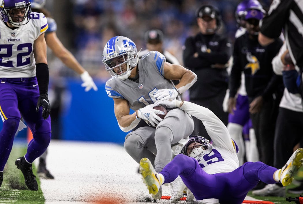 Lions rookie receiver Amon-Ra St. Brown had a career-best day against the Vikings on Sunday.