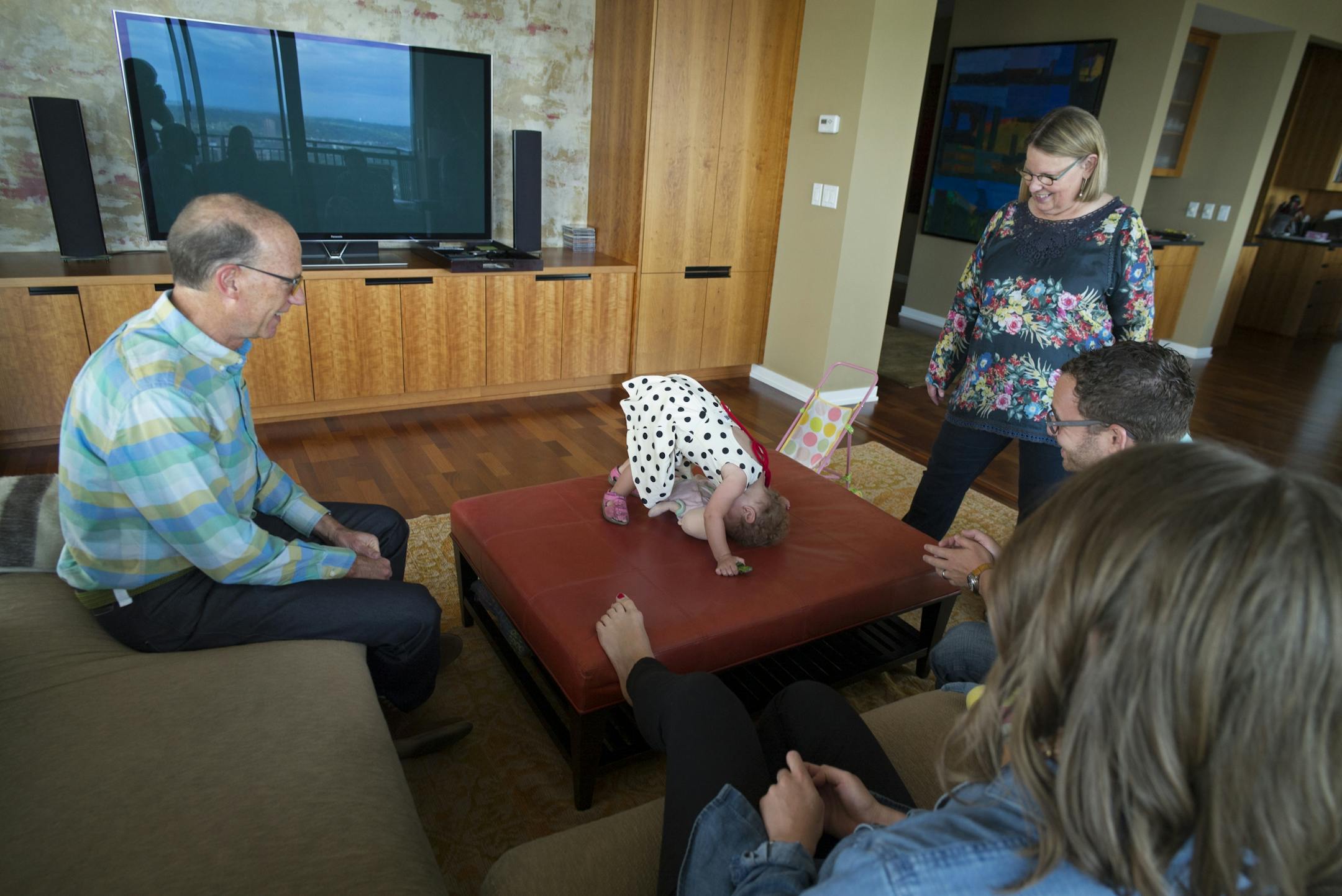 Rozlyn Gerber plays at her grandparents' condo.
