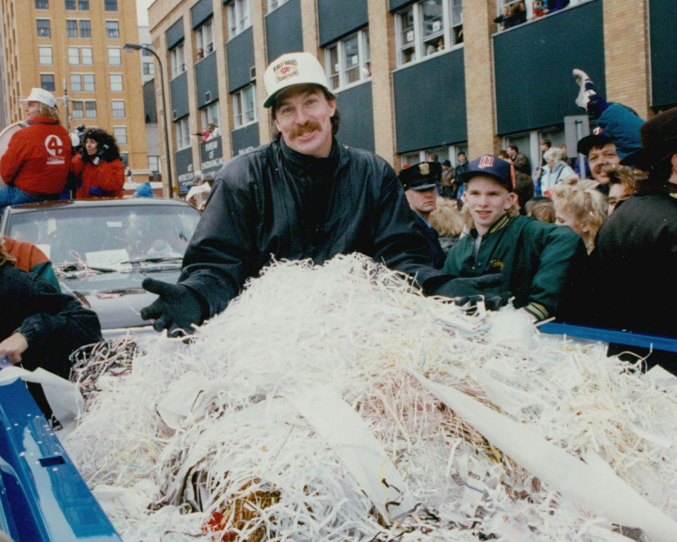 October 29, 1991 Jack Morris sat in the back of a pick up truck covered with confetti as he rode through the downtown MPLS. Route of the Twins Victory parade after winning the World Series. October 30, 1991 Stormi Greener, Minneapolis Star Tribune