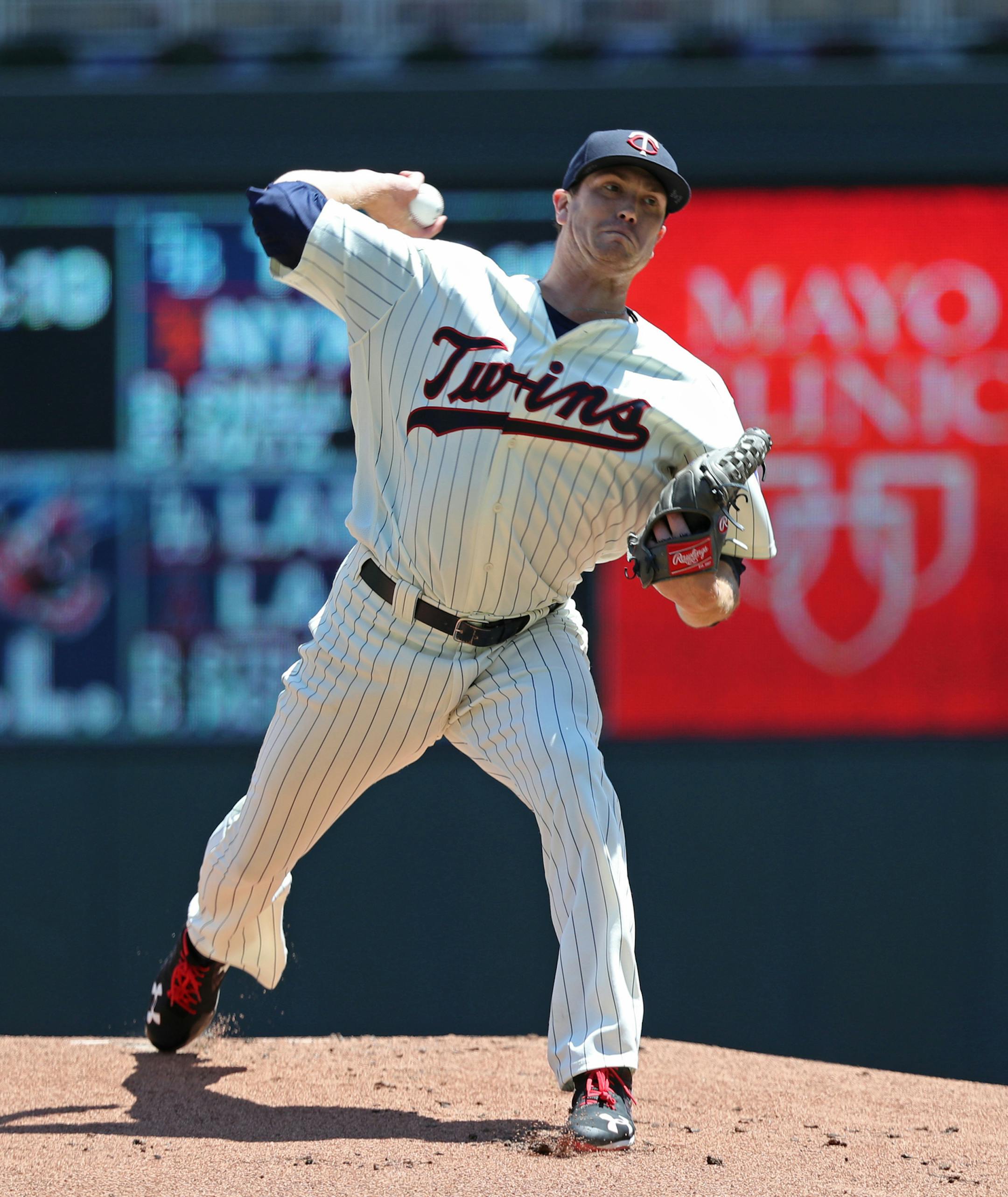 Twins pitcher Kyle Gibson was the starter against the Baltimore Orioles at Target Field on Saturday, July 7 2018. ] Shari L. Gross ï shari.gross@startribune.com Baltimore Orioles at Minnesota Twins, Saturday, July 7, 2018. ORG XMIT: MIN1807071348082305