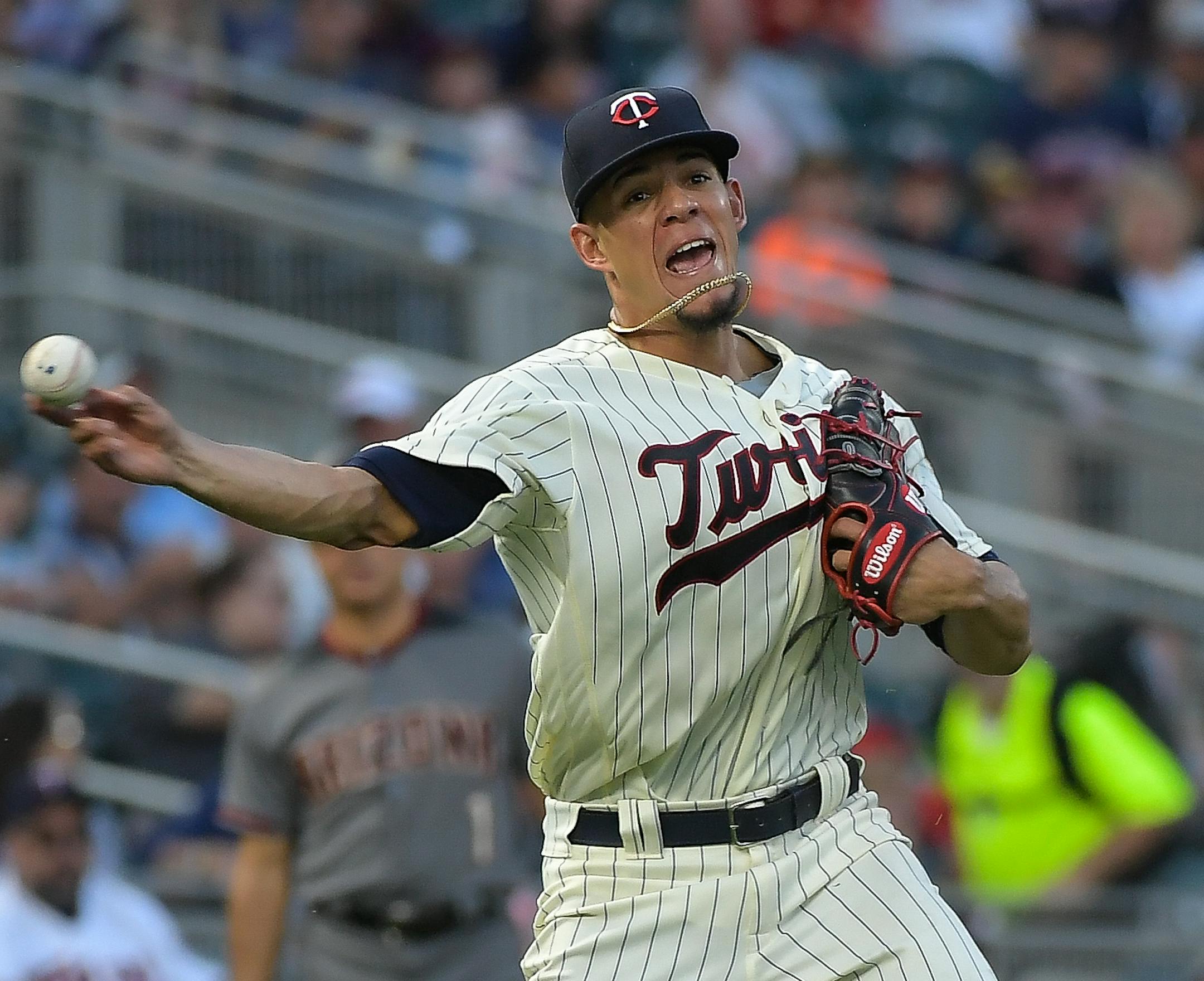 Arizona Diamondbacks first baseman Paul Goldschmidt (44) grounded out sharply to Minnesota Twins starting pitcher Jose Berrios (17), who threw Goldschmidt out at first. ] AARON LAVINSKY &#xef; aaron.lavinsky@startribune.com The Minnesota Twins played the Arizona Diamondbacks on Saturday, August 19, 2017 at Target Field in Minneapolis, Minn.