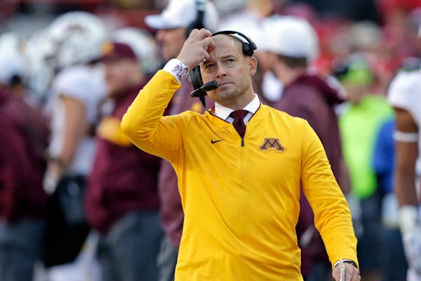 Coach P. J. Fleck laments that the Gophers have a minus-9 turnover margin, which ranks 13th among the 14 Big Ten teams, entering Saturday's regular-se