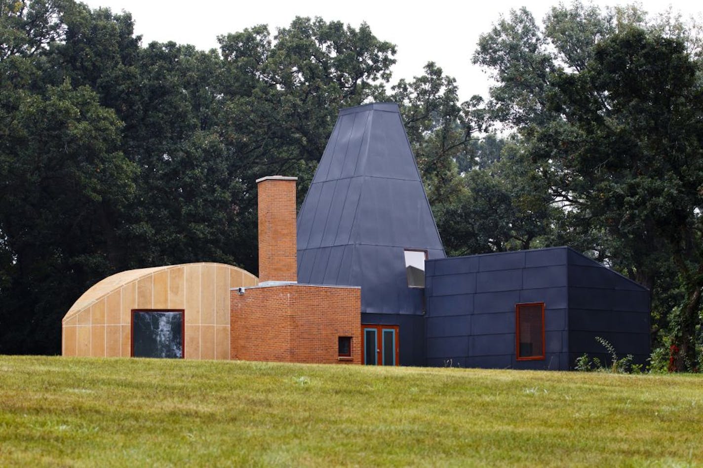 Frank Gehry's 1987 village-like Winton Guest House, built before the architect became famous, was moved from Orono to the University of St. Thomas' Gainey Conference Center in Owatonna, Minn.